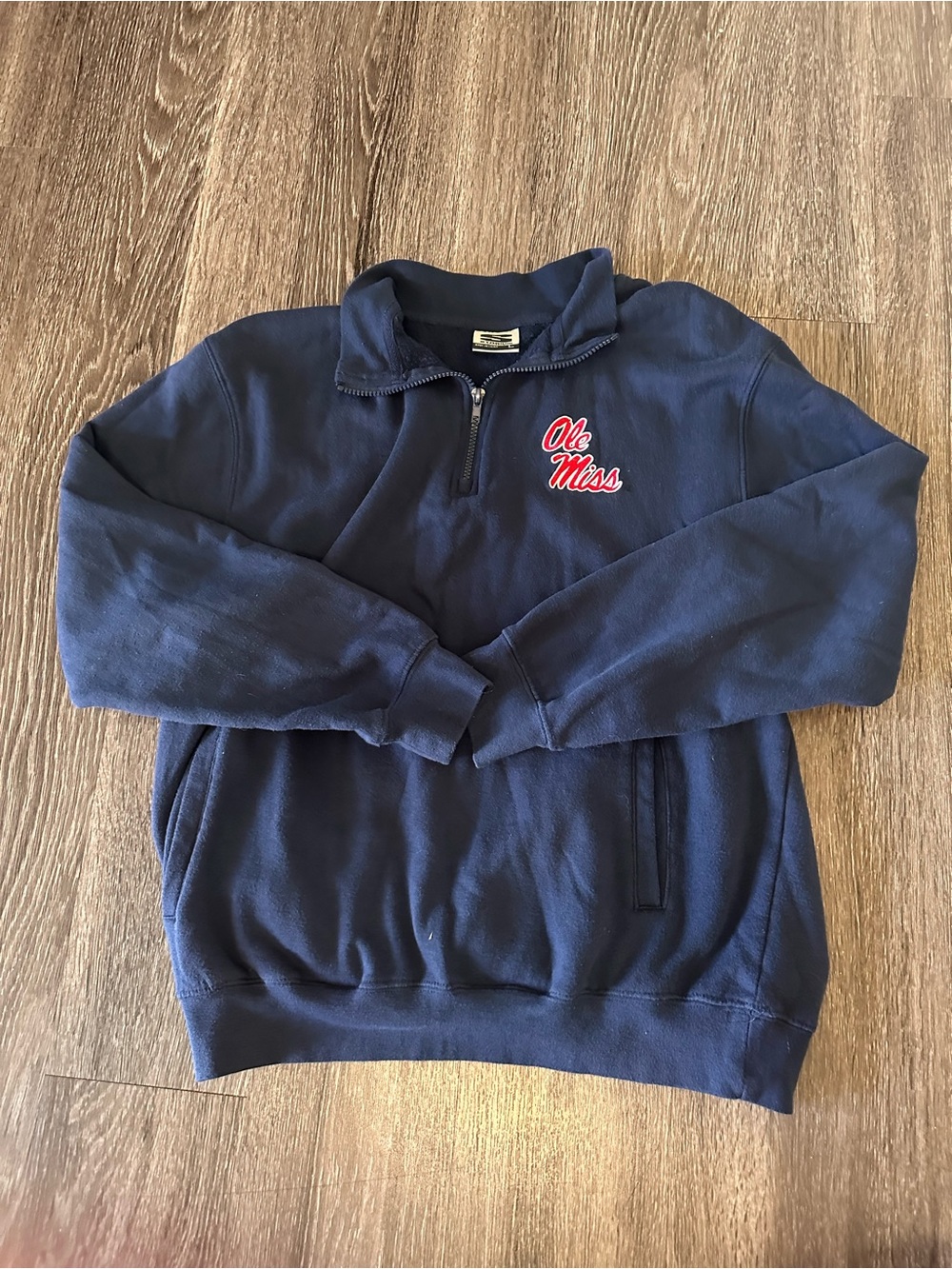 Stadium Athletics Ole Miss Rebels Blue 1/4 Zip Pullover Sweatshirt Men's L
